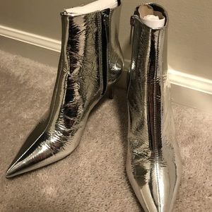 NWOT Metallic Silver Ankle Boots